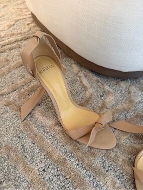 Alexandre Birman Clarita Nude Leather Bow Heels Sandals Size 38